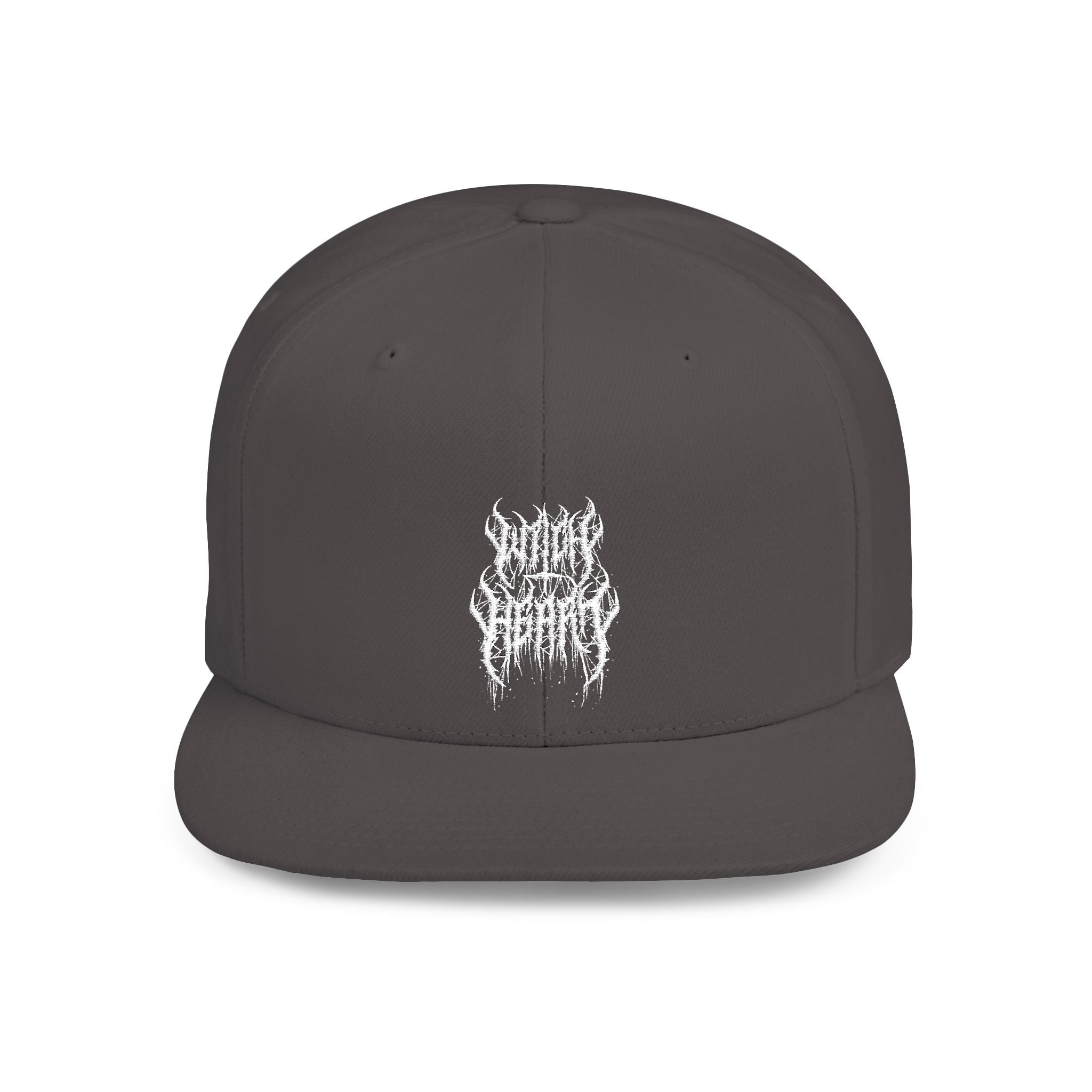 Metal Band Logo Snapback Hat — Flat Bill Black Cap
