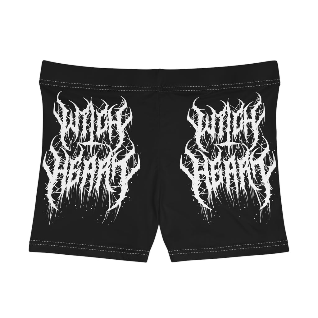 Black Graphic Shorts — White Drip Metal Logo Women's Athletic Shorts