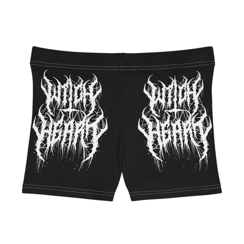 Black Graphic Shorts — White Drip Metal Logo Women's Athletic Shorts