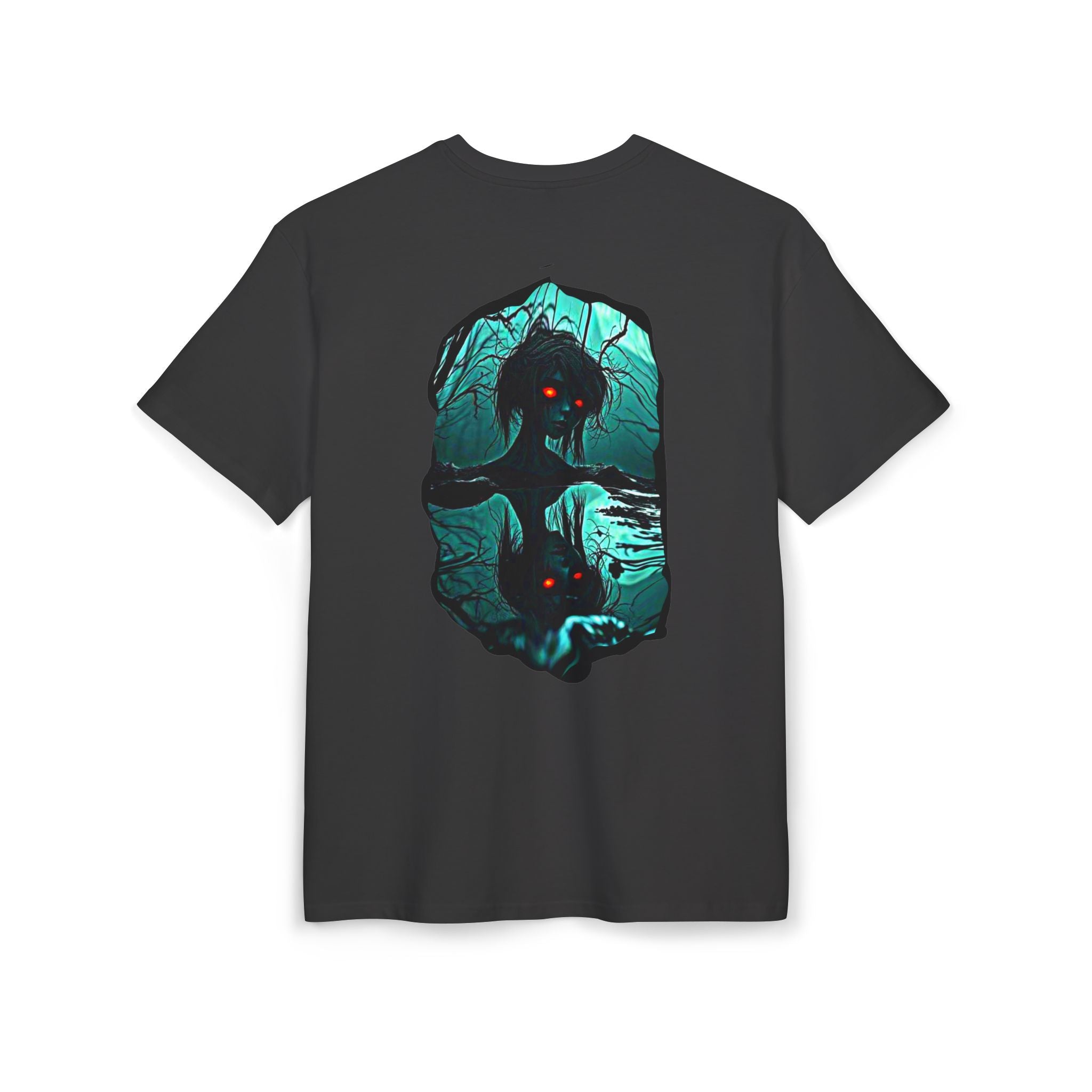Horror Forest Tee — Glowing Red Eyes Zombie Graphic Shirt