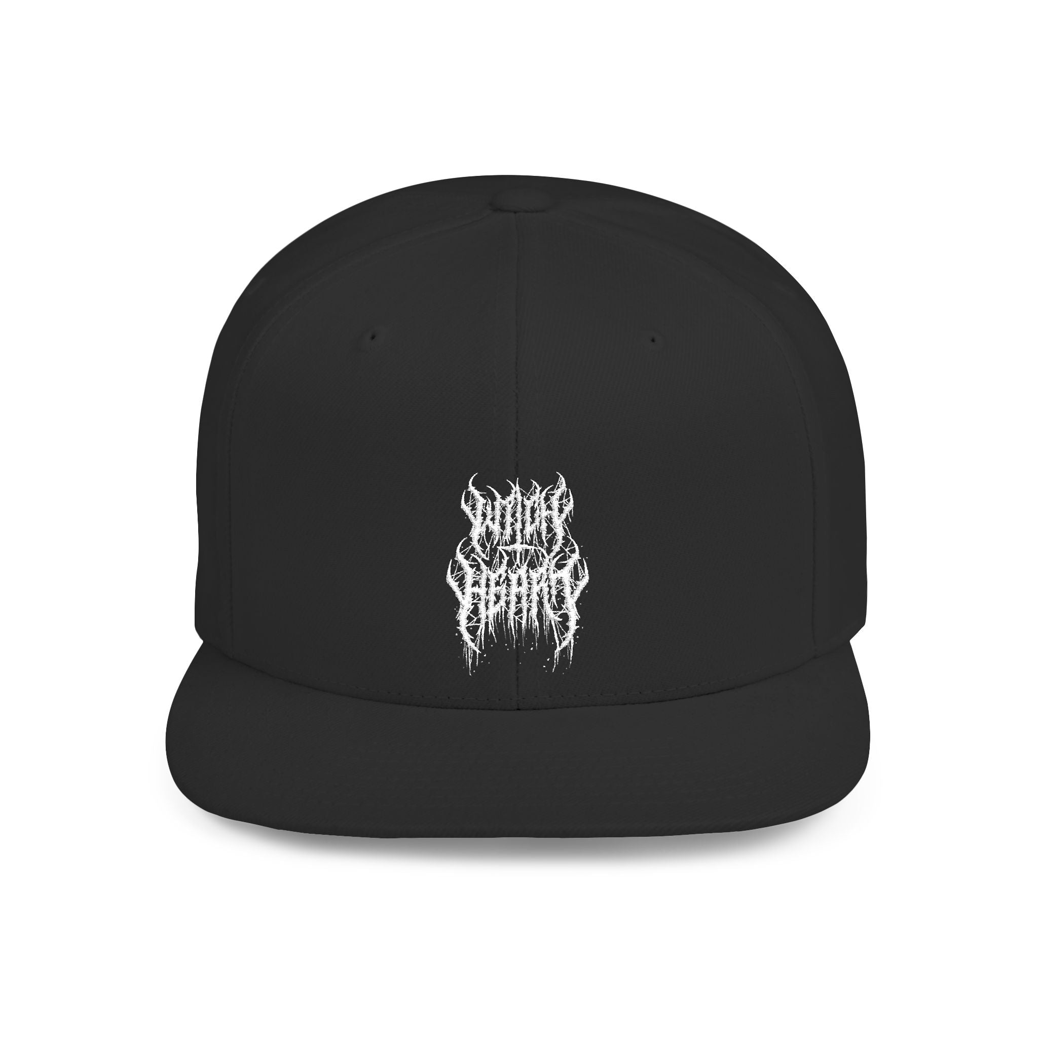 Metal Band Logo Snapback Hat — Flat Bill Black Cap