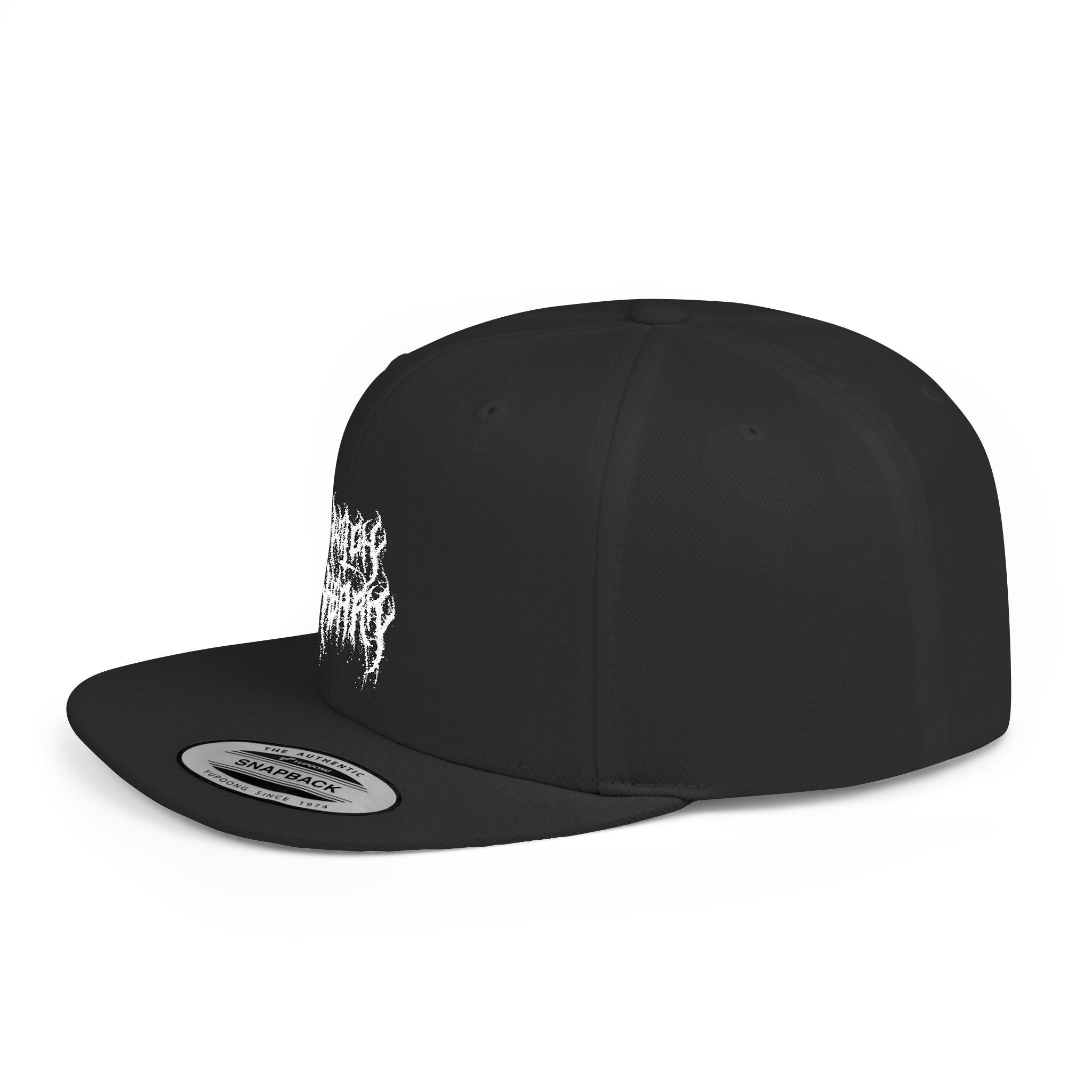 Metal Band Logo Snapback Hat — Flat Bill Black Cap