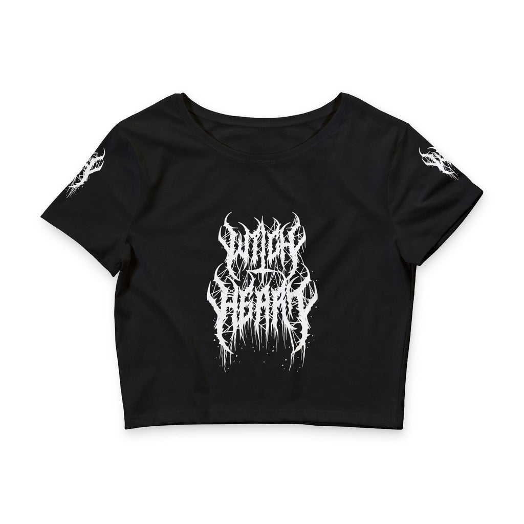 Gothic Moonlight Crop Tee — Haunted Reflection Graphic