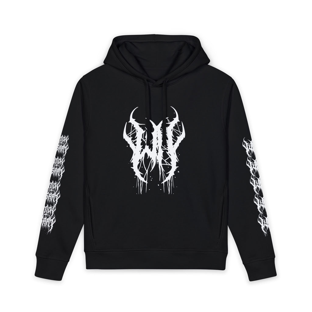 Horror Graphic Hoodie — Demonic Forest Design with Sleeve Sigils