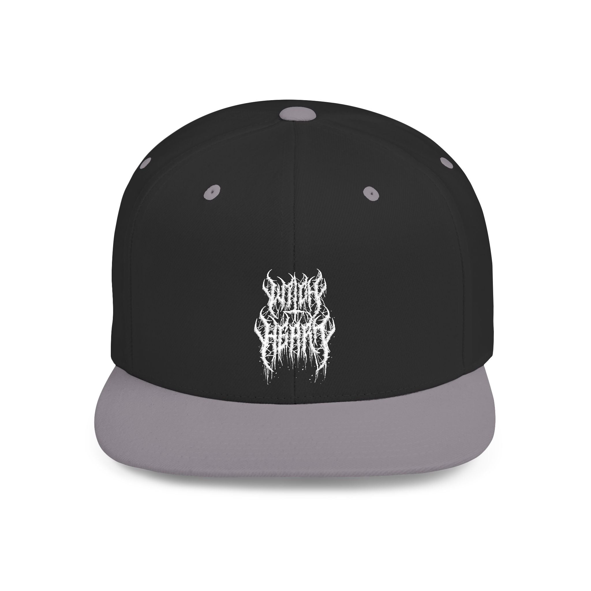 Metal Band Logo Snapback Hat — Flat Bill Black Cap