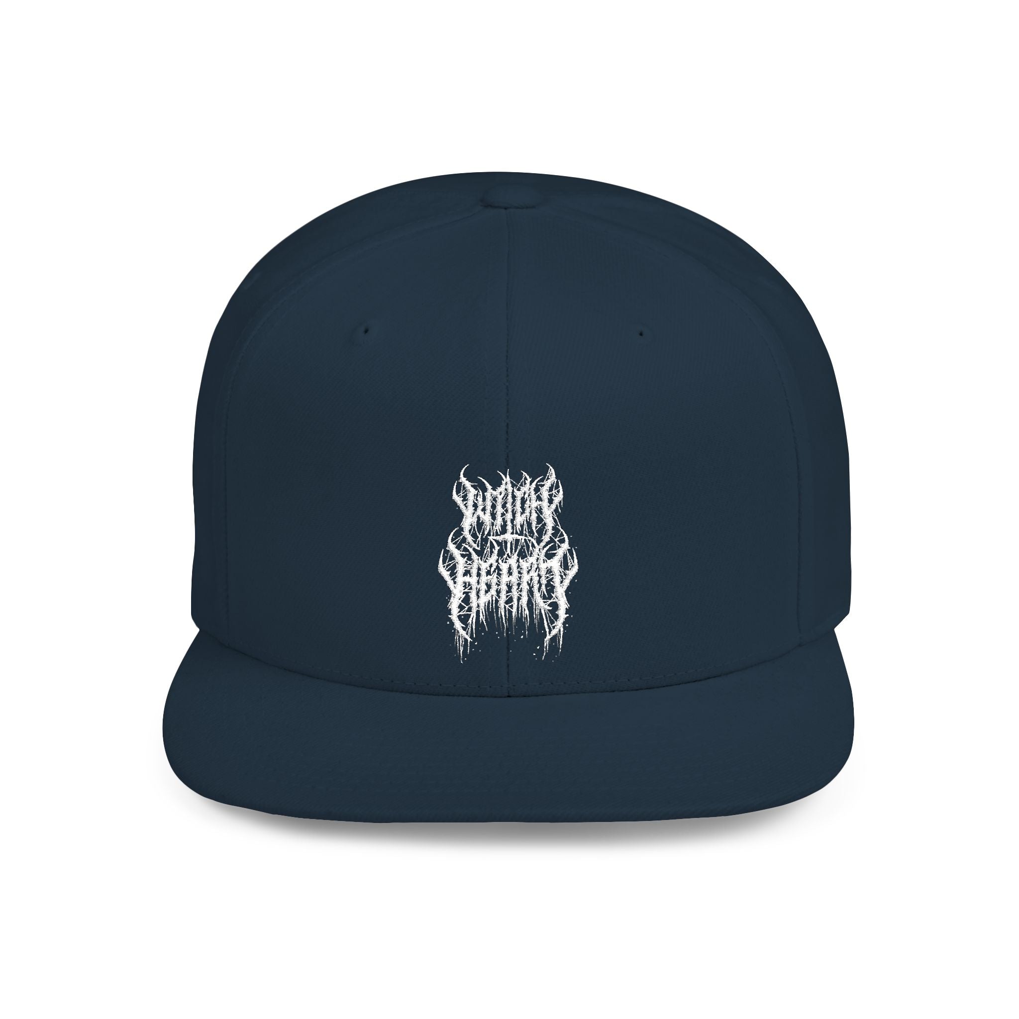 Metal Band Logo Snapback Hat — Flat Bill Black Cap