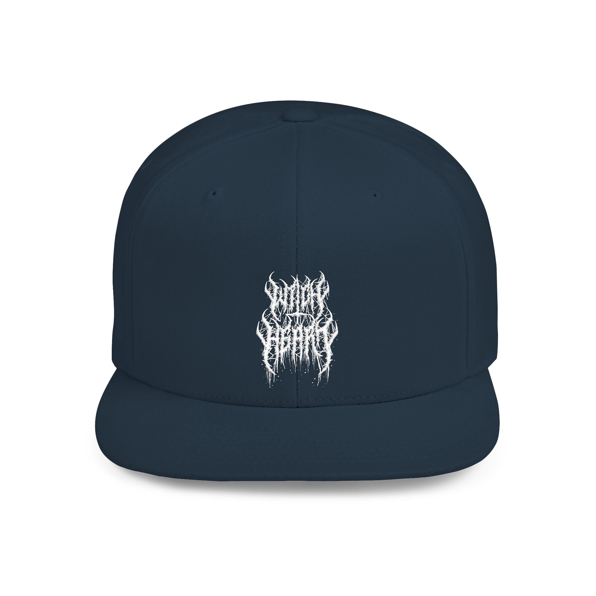 Metal Band Logo Snapback Hat — Flat Bill Black Cap