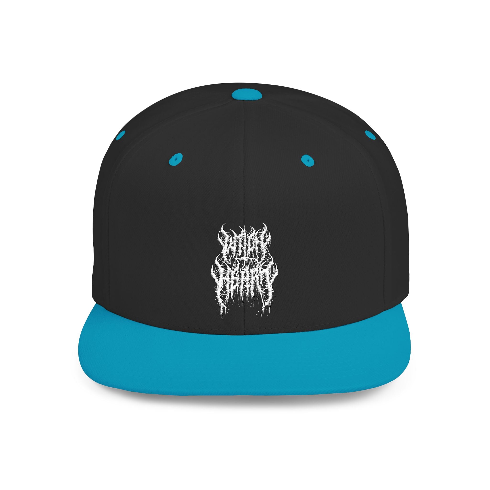 Metal Band Logo Snapback Hat — Flat Bill Black Cap